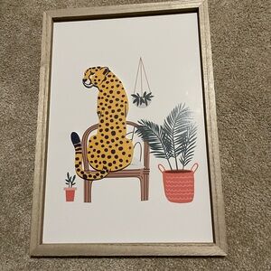 Framed Cheetah Mixed Media Art in Gold and Black